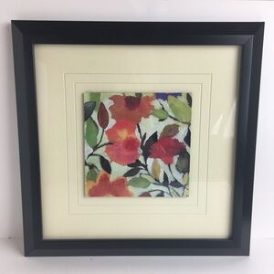 Kim Parker “Begonias” Botanical Modern Art Framed Tile Print Signed 13x13 Floral